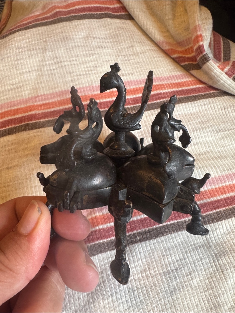 Antique  Indian brass Tikka (or Kumkum) box, really Cool!😎 collectors LOOK!